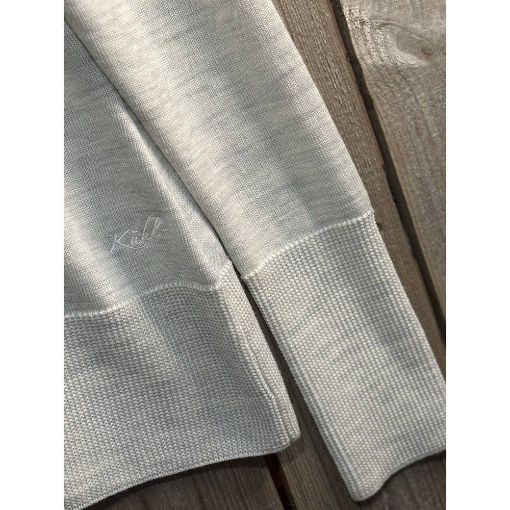 Kuhl Alpine Asymmetrical Zip Merino Wool Blend Sweater Cowl Neck Oatmeal Size L - Picture 3 of 7